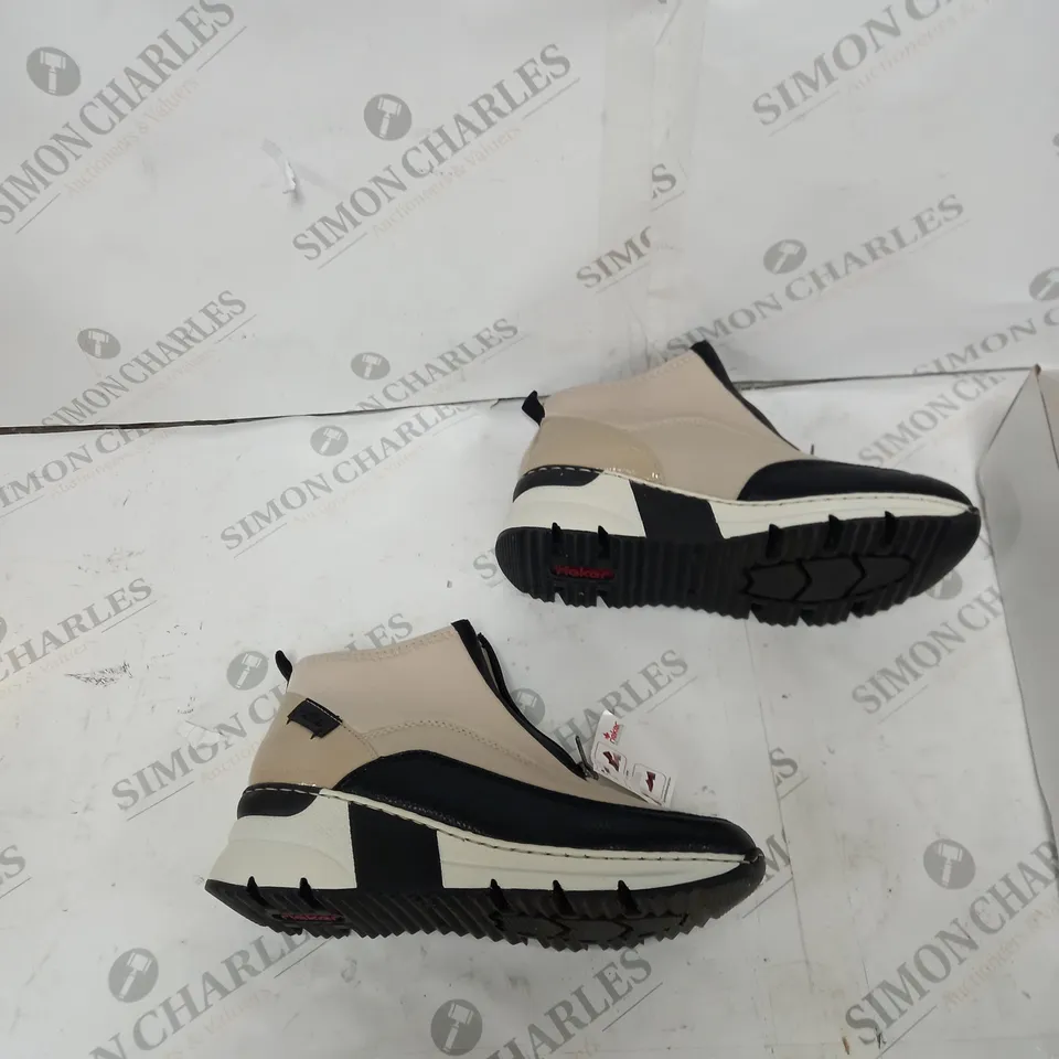 RIEKER HIGH TOP TRAINER OFF WHITE SIZE 6 - BOXED 