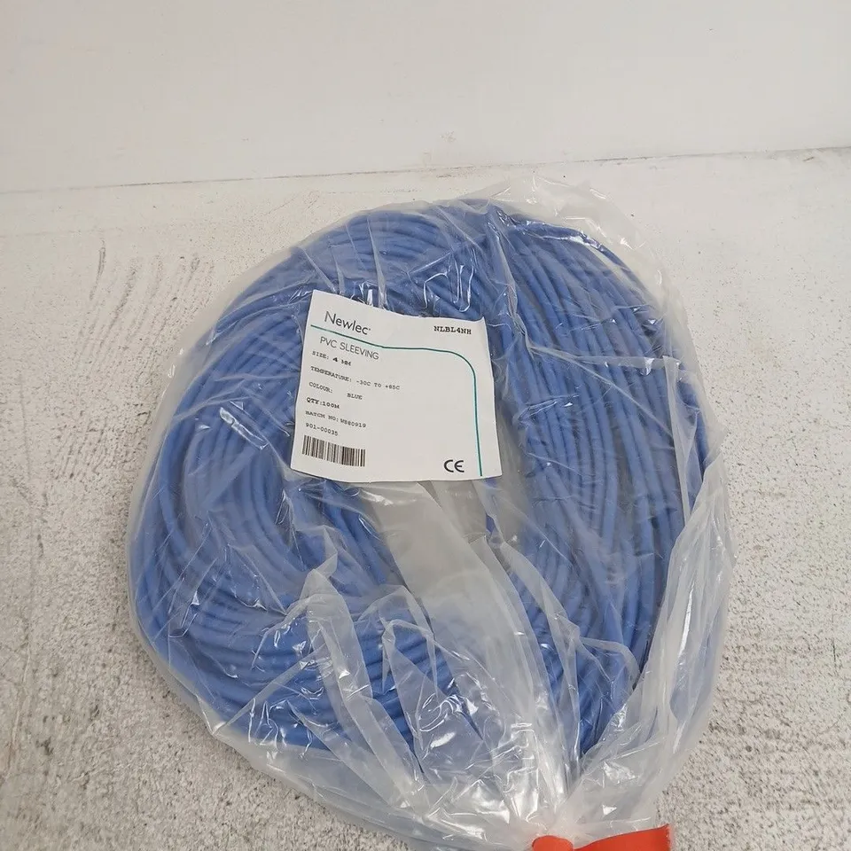 NEWLEC PVC SLEEVING – BLUE, 4MM, 100M