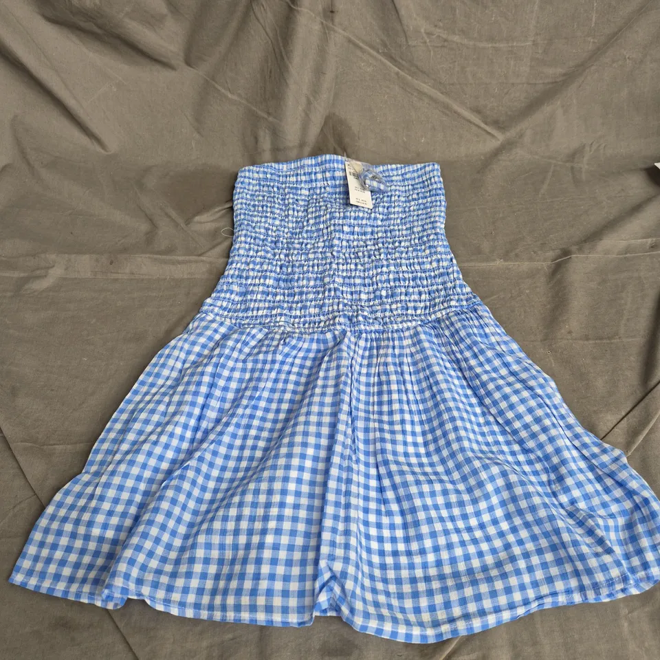 HOLLISTER PLAYSUIT IN BLUE GINGHAM SIZE XS TALL
