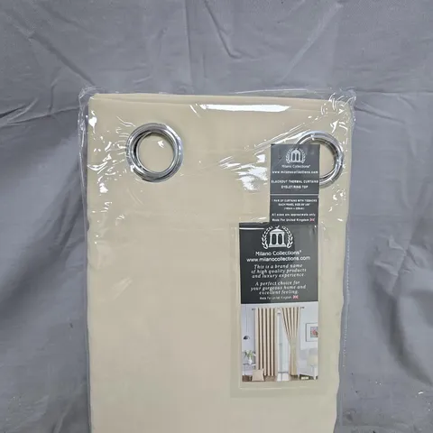 MILANO COLLECTIONS BLACKOUT THERMAL CURTAINS WITH EYELET TOP – BEIGE (1 PAIR)