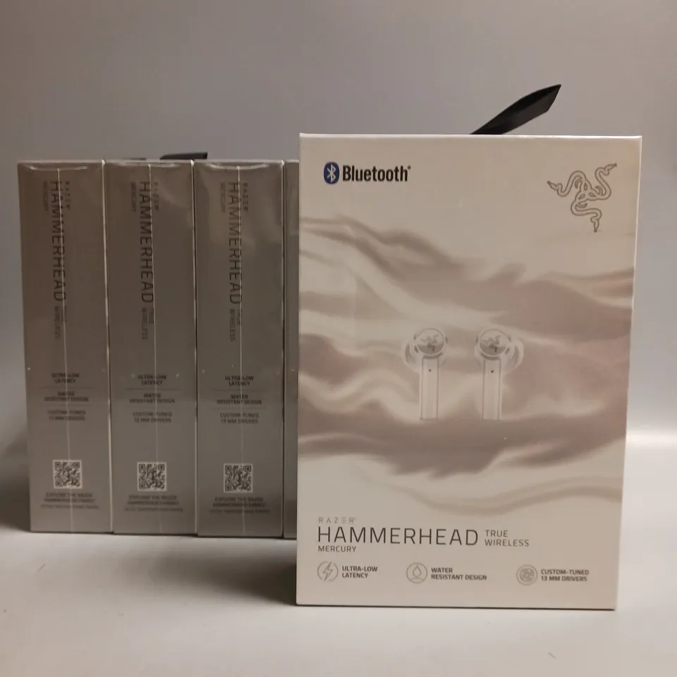 LOT OF 5 SEALED BOXED RAZER HAMMERHEAD WIRELESS EARPHONES IN MERCURY