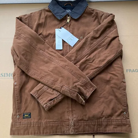 ZARA BROWN DWNR COLLARED JACKET IN MEDIUM