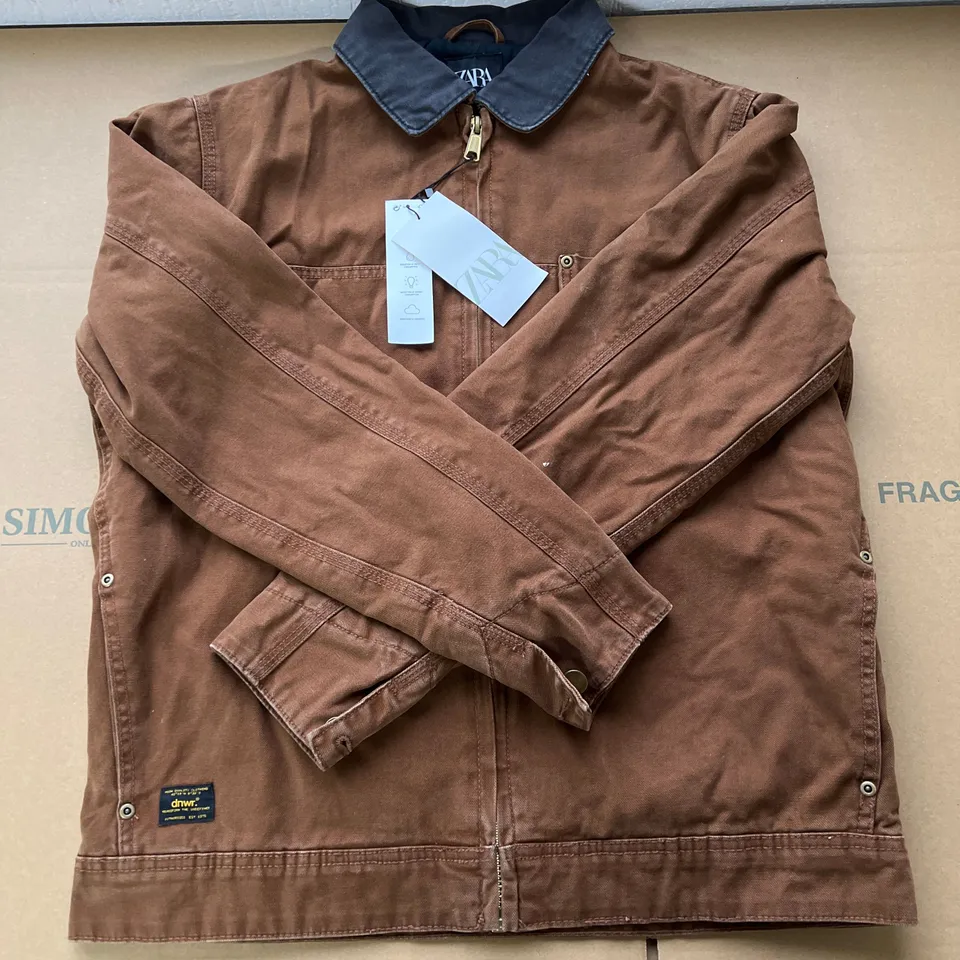 ZARA BROWN DWNR COLLARED JACKET IN MEDIUM