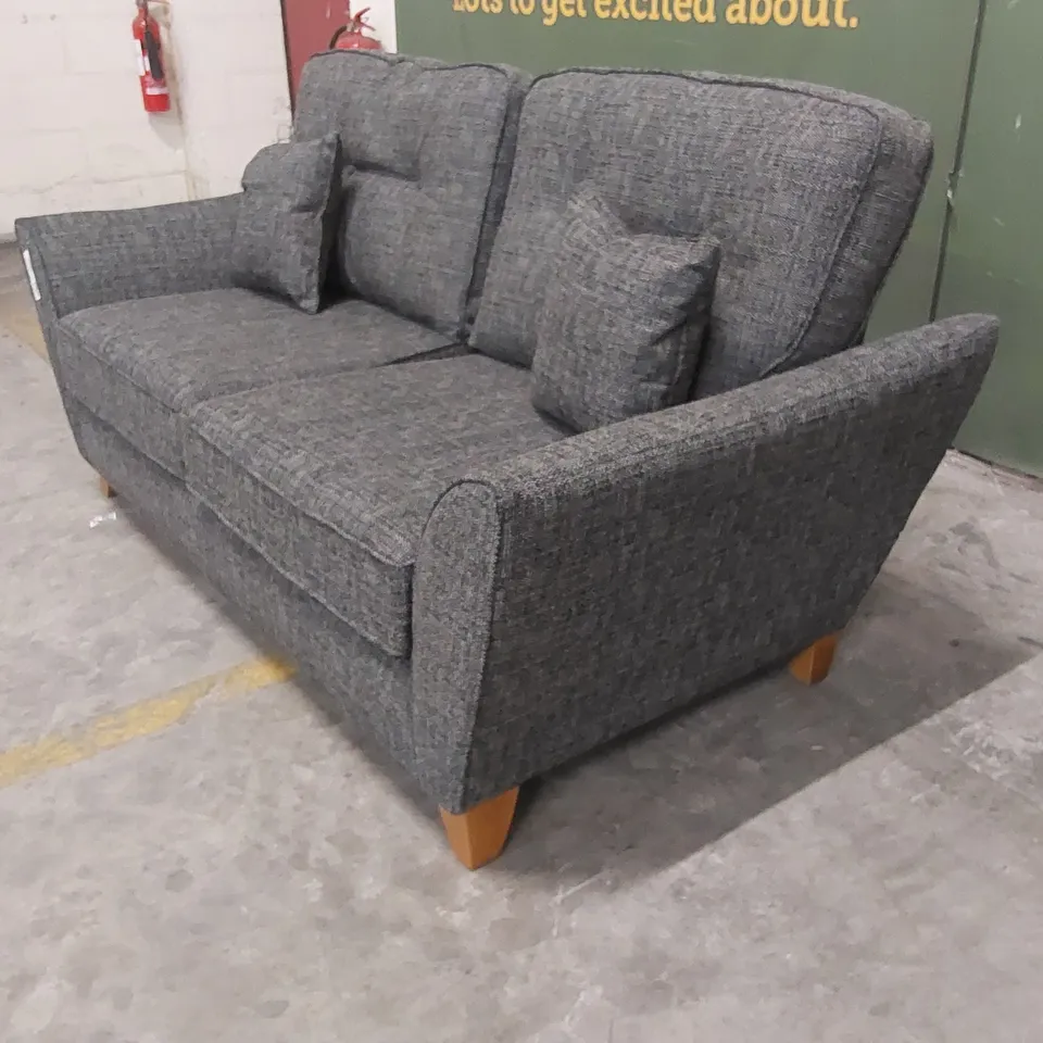 HALSTOW 2 SEATER HIGH BACK FABRIC SOFA - LISBON CHARCOAL