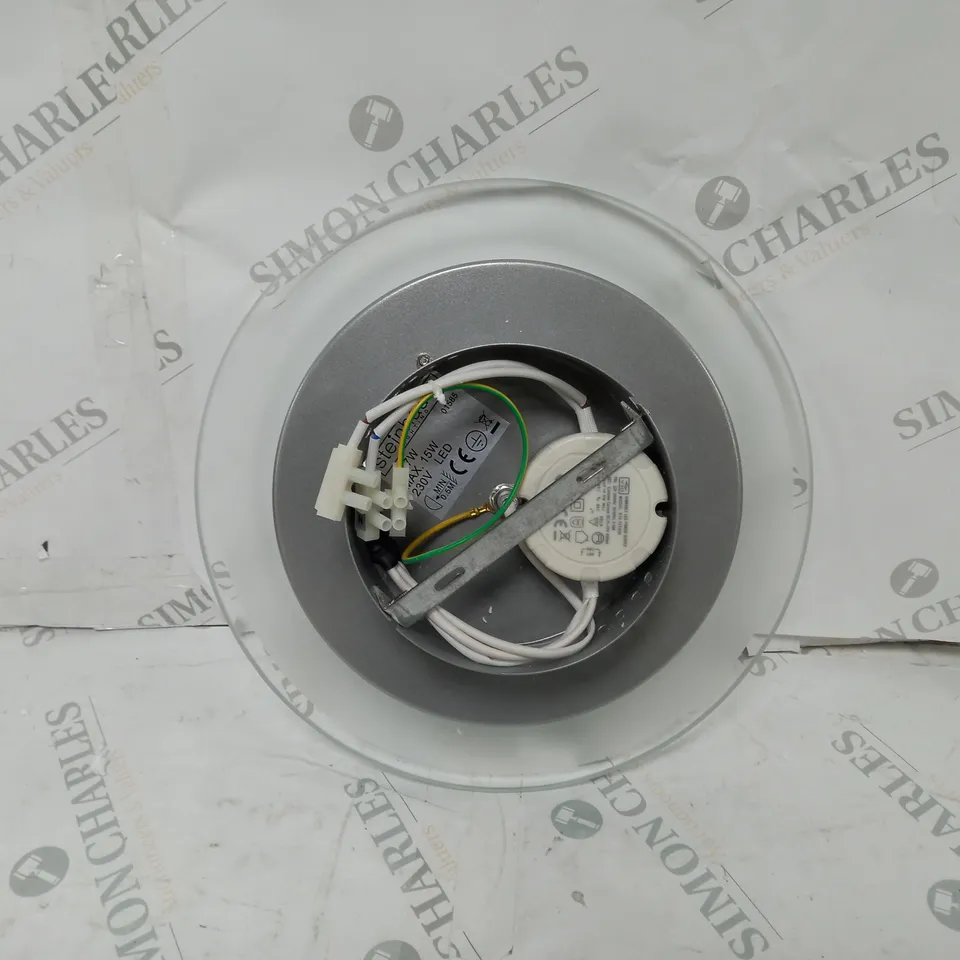 BOXED STEINHAUER LIGHTING BUKER 1 LIGHT FLUSH CEILING LIGHT, GLASS