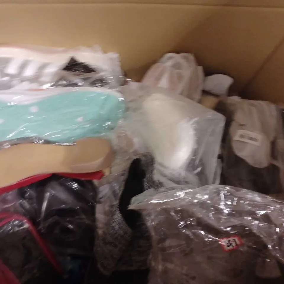 BOX OF APPROXIMATELY 9 PAIRS OF ASSORTED SHOES IN VARIOUS COLOUR, STYLES AND SIZES