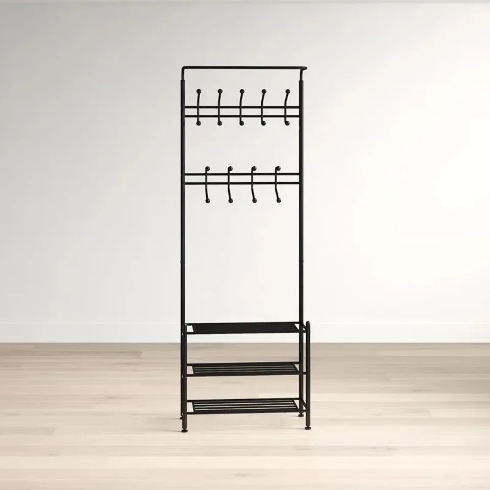 BOXED HALL TREE WITH SHOE STORAGE FINISH: BLACK (1 BOX)