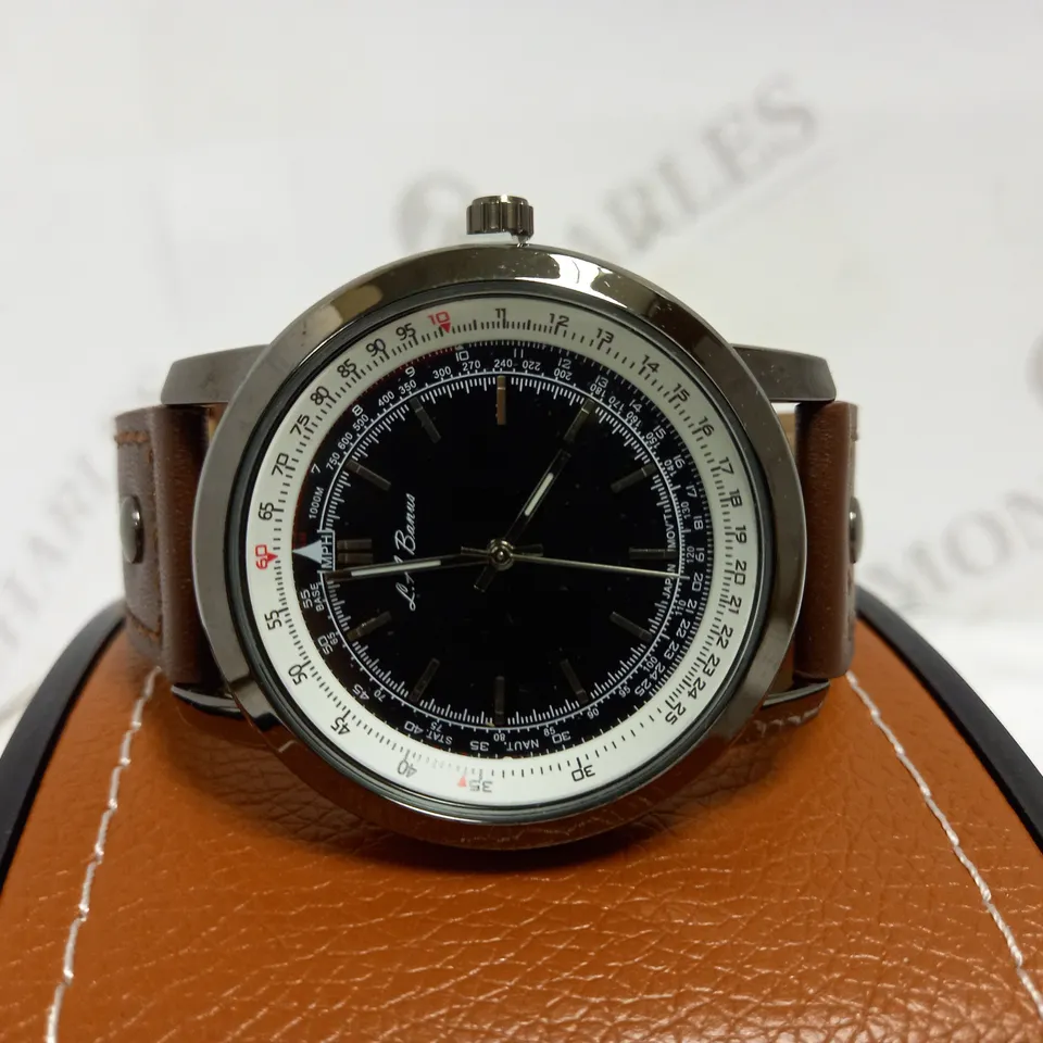 LA BANUS COFFEE COLOUR LEATHER STRAP WRISTWATCH  RRP £500