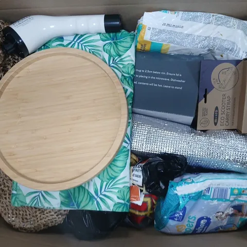 APPROXIMATELY 20 ASSORTED HOUSEHOLD PRODUCTS TO INCLUDE PAMPERS SWIMPANTS, BIN BAGS, ECO SCOOTER CARRY STRAP, ETC - COLLECTION ONLY