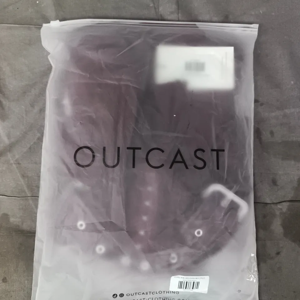 BAGGED OUTCAST DESIREE MINI DRESS IN BURGUNDY SIZE SMALL