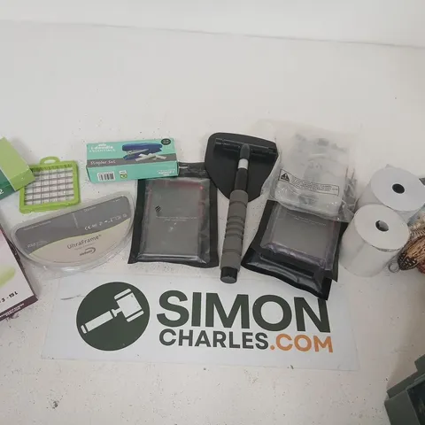 ASSORTED HOUSEHOLD PRODUCTS TO INCLUDE; CRAFTS & HOBBY LOT: ULTRAFRAME FLANGE EXTENDERS, STAPLER SET, CARD PROTECTIVE CASES & ACCESSORIES