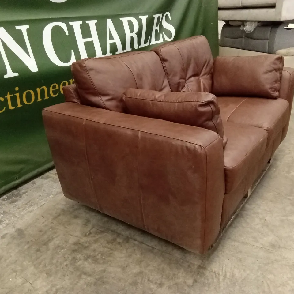 ARDEN ITALIAN LEATHER 2 SEATER SOFA - BROWN RRP £1299