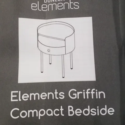 BOXED DUNELM ELEMENTS GRIFFIN COMPACT BEDSIDE TABLE - BLACK