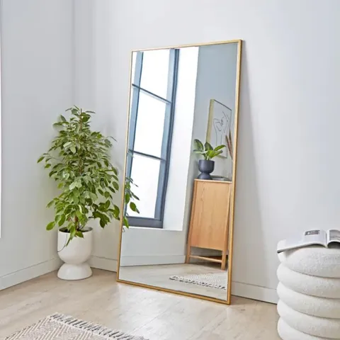 BOXED APARTMENT RECTANGLE FULL LENGTH LEANER MIRROR - GOLD (1 BOX)