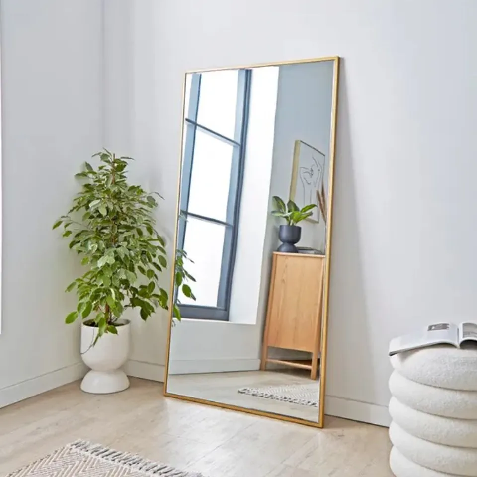 BOXED APARTMENT RECTANGLE FULL LENGTH LEANER MIRROR - GOLD (1 BOX)