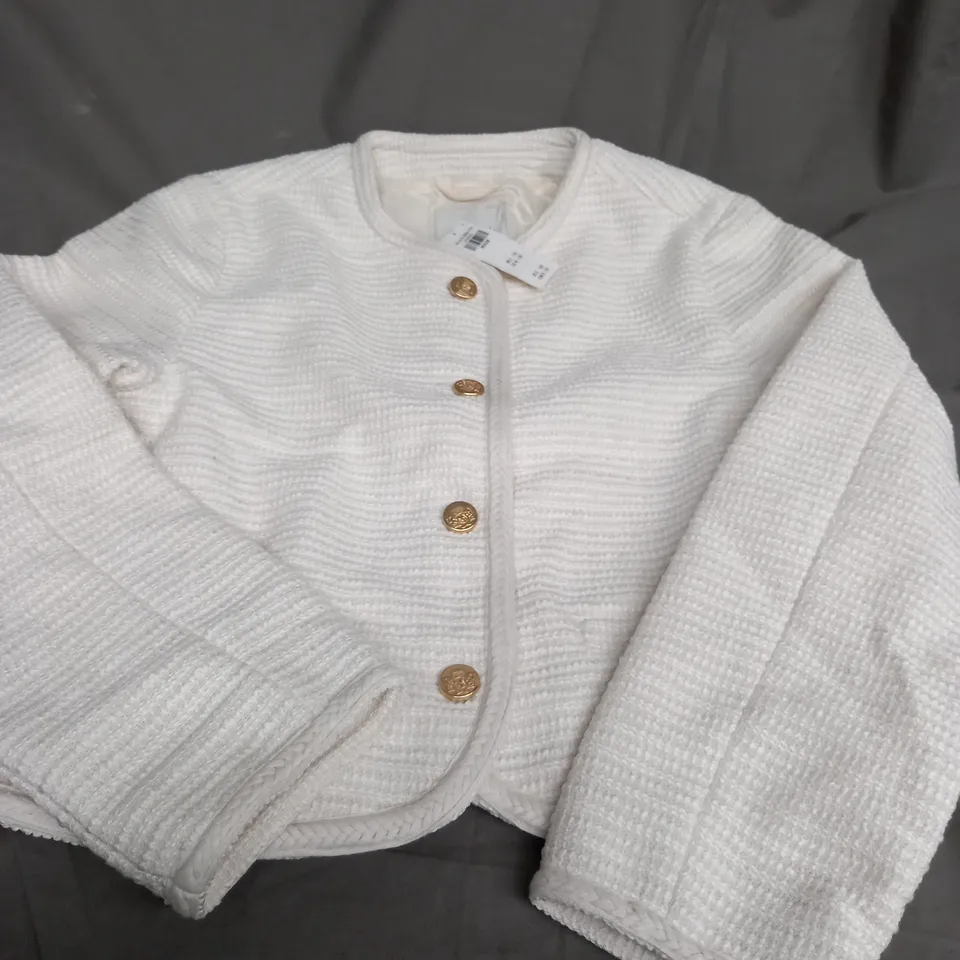 ABERCROMBIE & FITCH CREAM BUTTON UP JACKET - MEDIUM