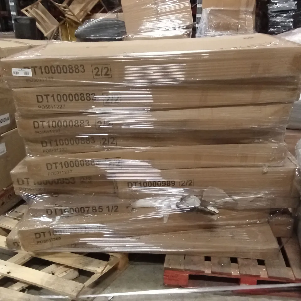 PALLET OF ASSORTED DESIGNER INCOMPLETE FURNITURE PARTS AND PIECES