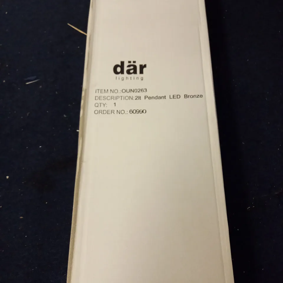 BOXED BRAND NEW DAR LIGHTING OUNDLE 2 LIGHT PENDANT BRONZE LED