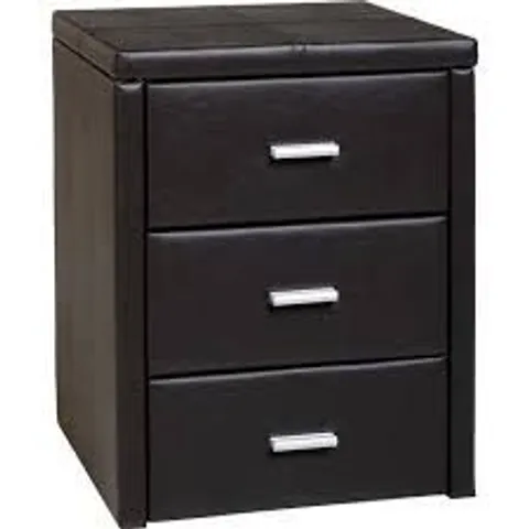 BOXED ARJWAN 3 DRAWER BEDSIDE TABLE BROWN