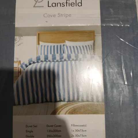 CATHERINE LANSFIELD LOFT COLLECTION STRIPE BLUE REVERSIBLE DUVET SET KING SIZE