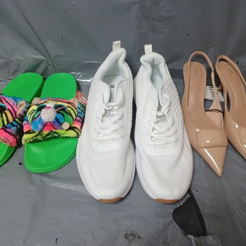 BOX OF APPROXIMATELY 10 PAIRS OF ASSORTED SHOES IN VARIOUS COLOUR, STYLES AND SIZES