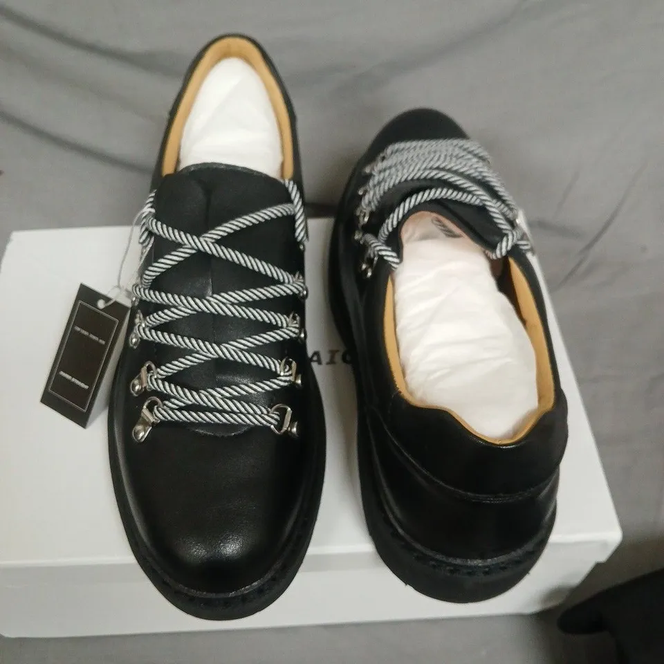 PAPER STRAIGHT BLACK LEATHER HIKING BOOTS - SIZE UNSPECIFIED