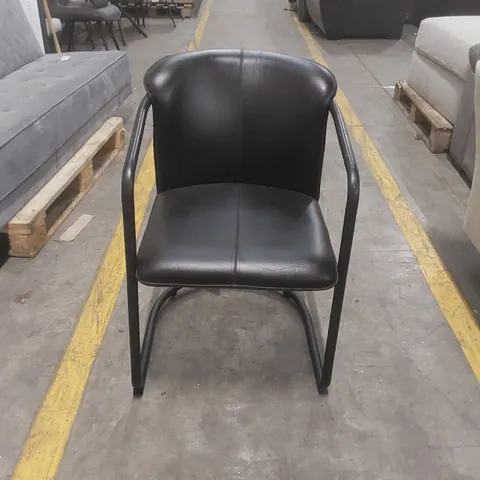 DESIGNER LEATHER DINING CHAIR WITH METAL BASE