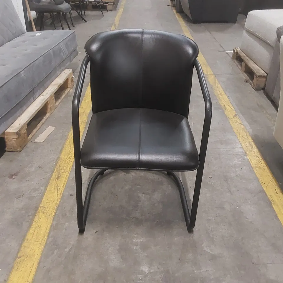 DESIGNER LEATHER DINING CHAIR WITH METAL BASE