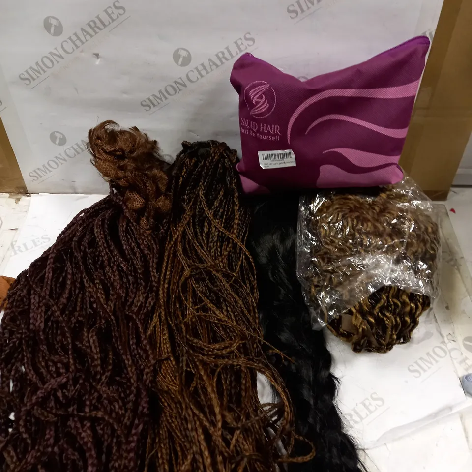LOT OF 5 ASSORTED WIGS/EXTENSIONS IN VARIOUS COLOURS AND LENGTHS 