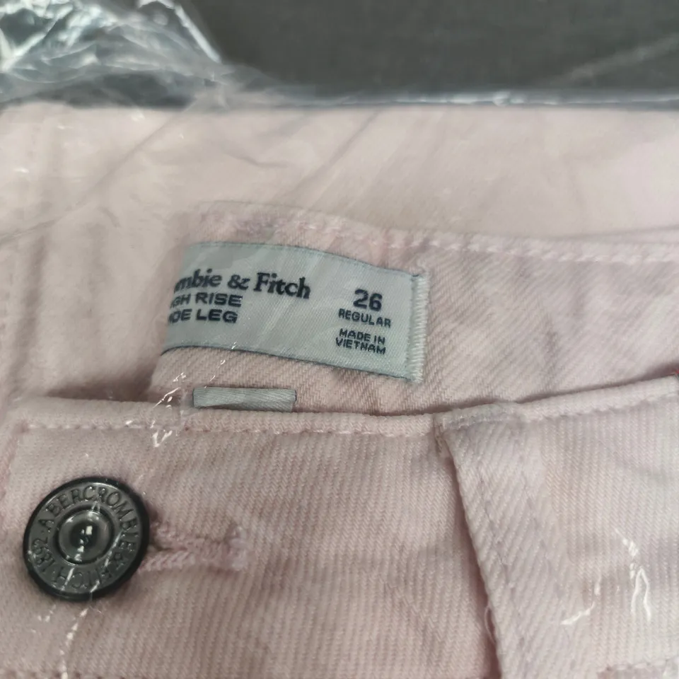 ABERCROMBIE AND FITCH PINK HIGH RISE WIDE LEG JEANS SIZE 26R BAGGED TAGGED