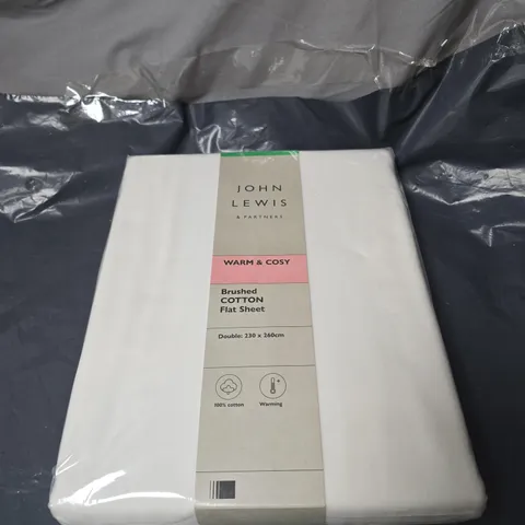 JOHN LEWIS WARM AND COSY BRUSHED COTTON FLAT SHEET DOUBLE 240 X 260CM 