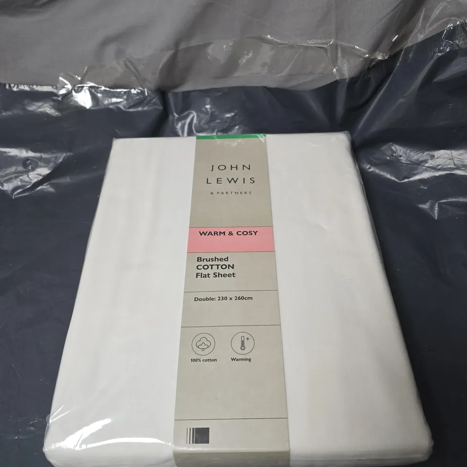 JOHN LEWIS WARM AND COSY BRUSHED COTTON FLAT SHEET DOUBLE 240 X 260CM 