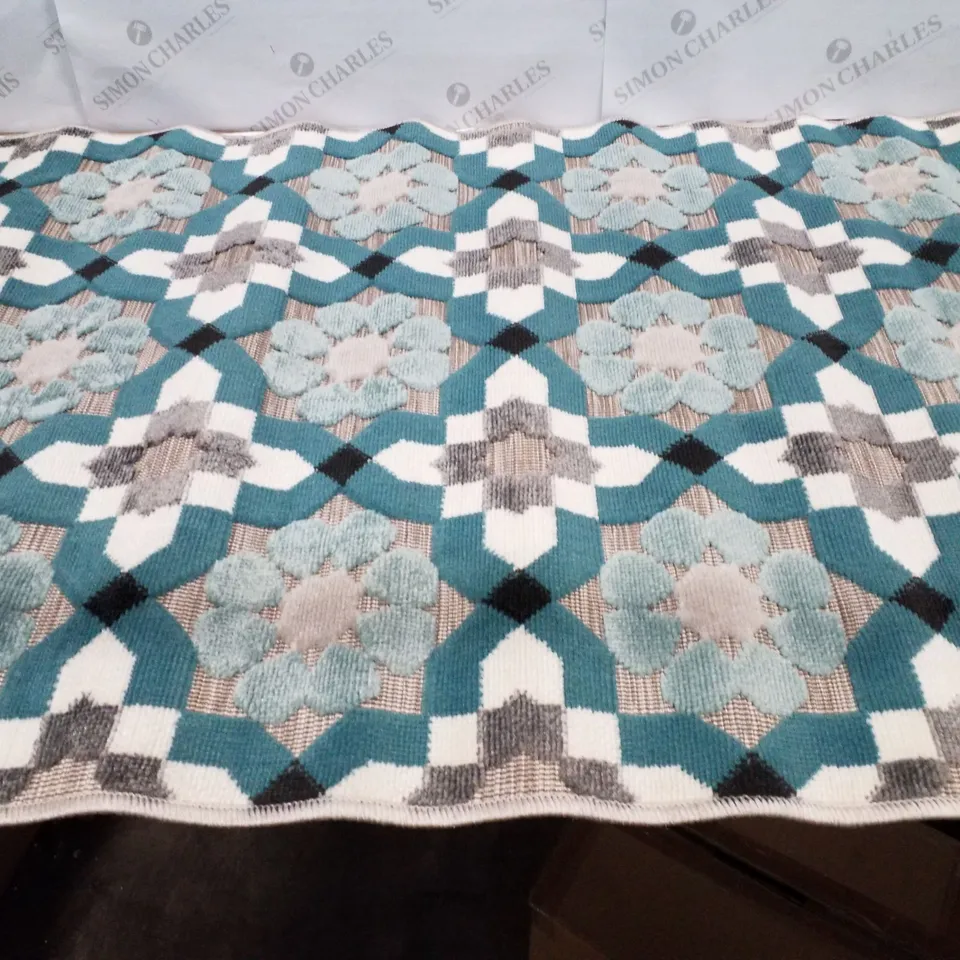 BRAND NEW PACO HOME CHARLEROI 492 RUG IN TURQUOISE - 80×150CM 