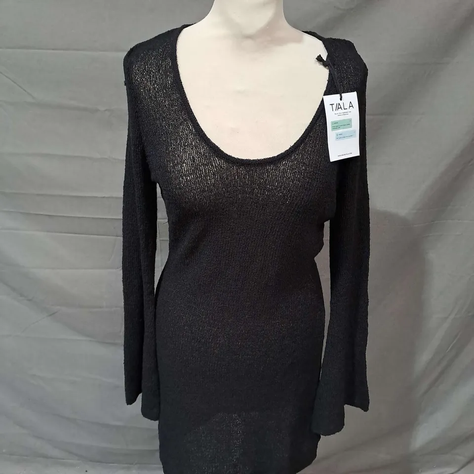 TALA BEACH KNIT MINI DRESS IN BLACK SIZE M