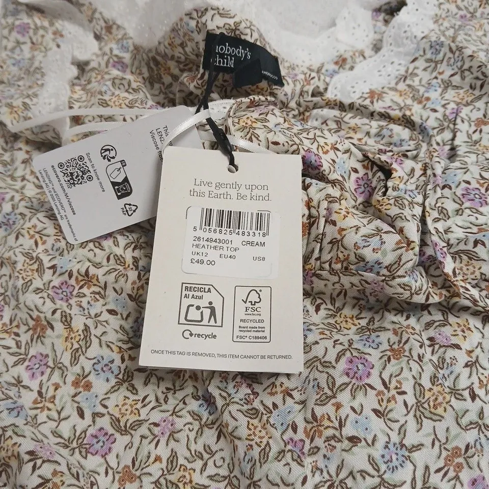 NOBODYS CHILD HEATHER TOP IN CREAM UK 12