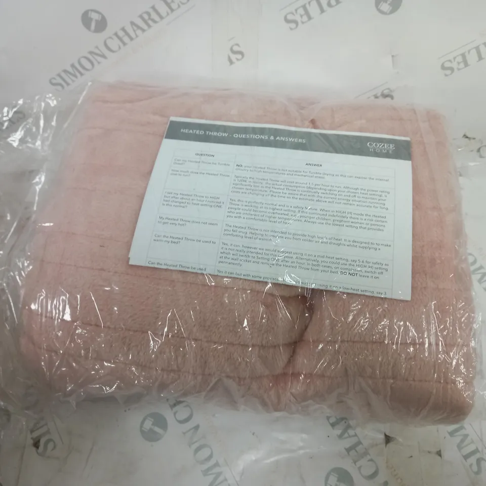 COZEE HOME VELVETSOFT HEATED THROW IN PINK