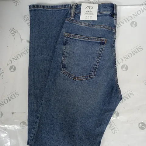 ZARA SLIM FIT MID WAIST JEANS IN BLUE SIZE 36