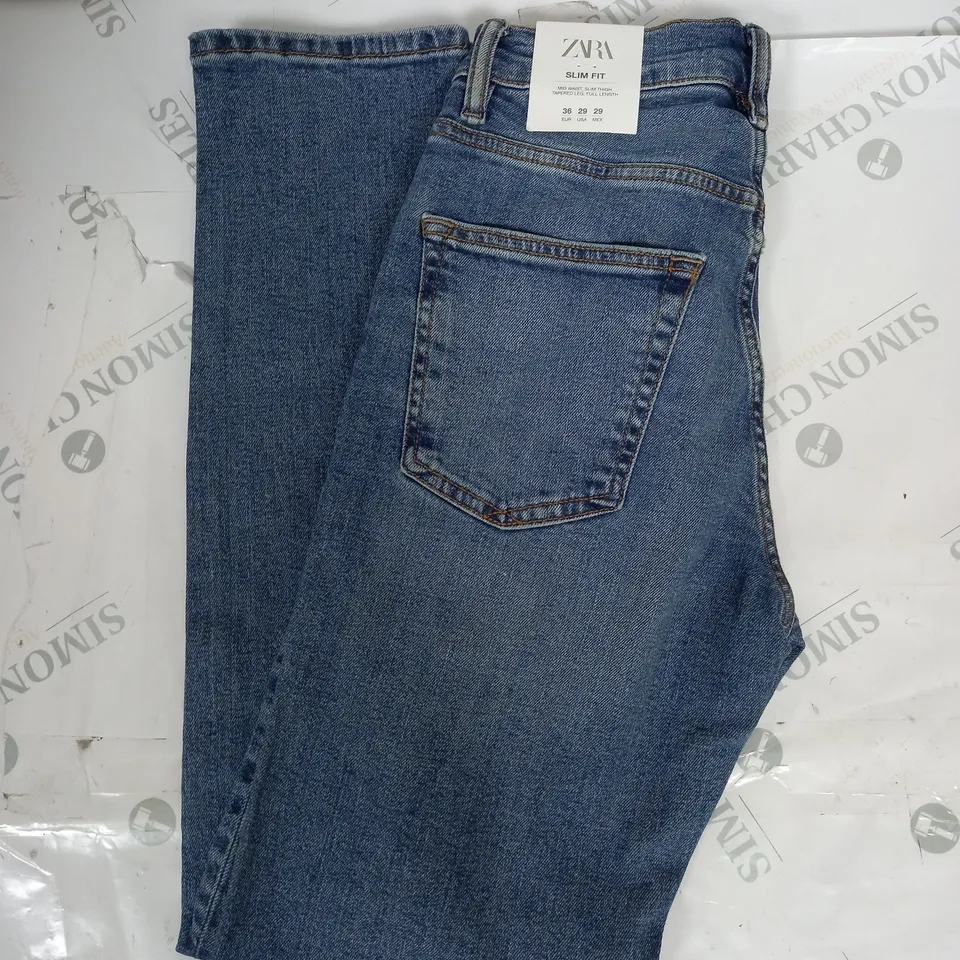 ZARA SLIM FIT MID WAIST JEANS IN BLUE SIZE 36