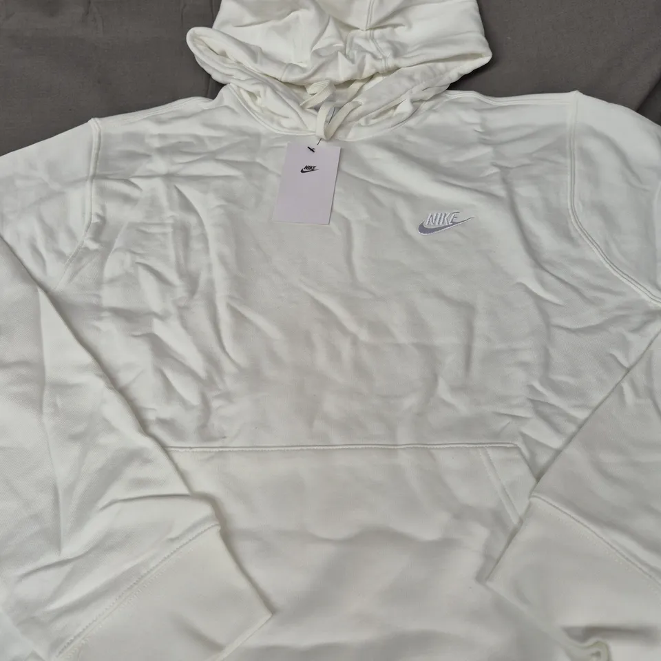 NIKE LOGO CASUAL HOODIE IN WHITE SIZE L