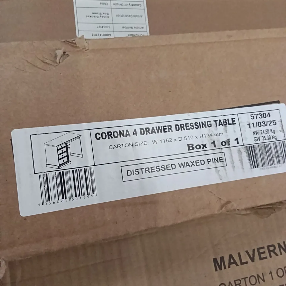 BOXED CORONA 4 DRAWER DRESSING TABLE (1 BOX)