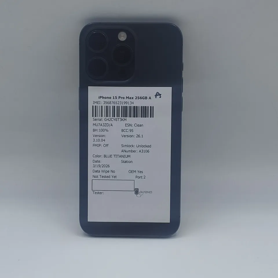 UNBOXED APPLE IPHONE 15 PRO MAX 256GB IN BLUE TITANIUM - A3106
