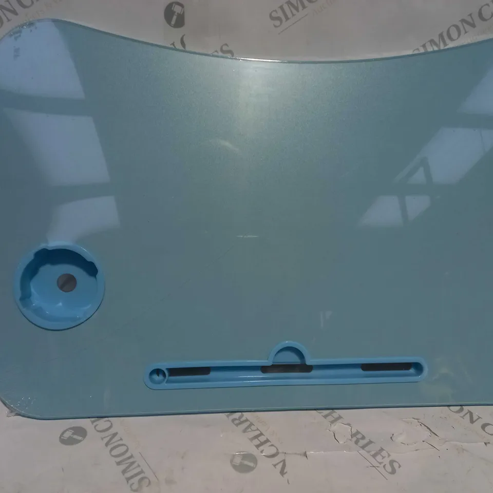 KIDS FOLDABLE BLUE TABLE WITH RETRACTABLE LEGS AND CUP HOLDER 