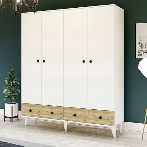 BRAND NEW BOXED VIVENSE PERLINO 4-DOOR WARDROBE, 180 X 120 X 47cm (2 BOXES)