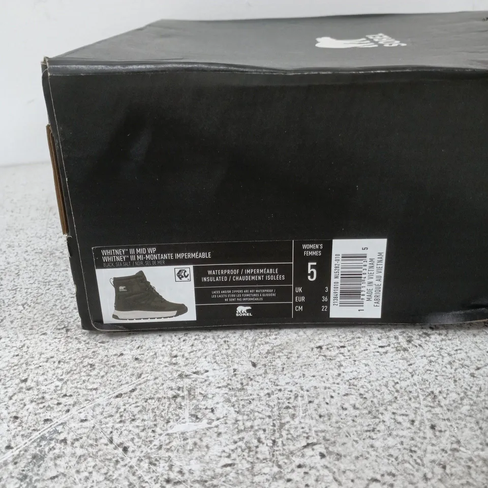 SOREL WOMEN'S WATERPROOF SNOW BOOTS – BLACK, UK 3 (EU 36) IN BOX