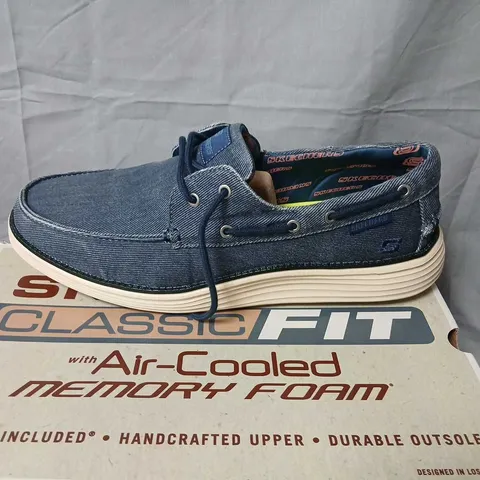 SKECHERS MEN'S DENIM LACE-UP SNEAKERS – US 13, CLASSIC FIT WITH AIR-COOLED MEMORY FOAM