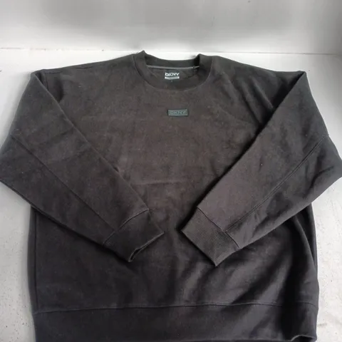 DKNY OVERSIZED FIT CREWNECK JUMPER IN BLACK - LARGE
