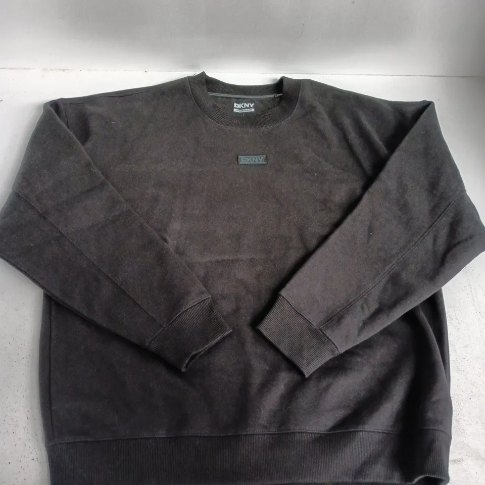 DKNY OVERSIZED FIT CREWNECK JUMPER IN BLACK - LARGE