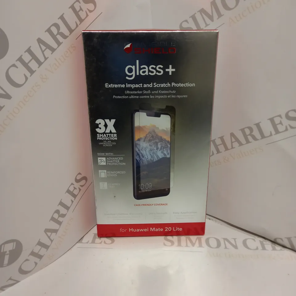 APPROXIMATELY 40 BRAND NEW BOXED AND SEALED INVISIBLE SHIELD GLASS + EXTREME IMPACT AND SCRATCH PROTECTION FOR HUAWEI MATE 20 LITE WITH ADVANCED SHATTER PROTECTION AND REINFORCED EDGES