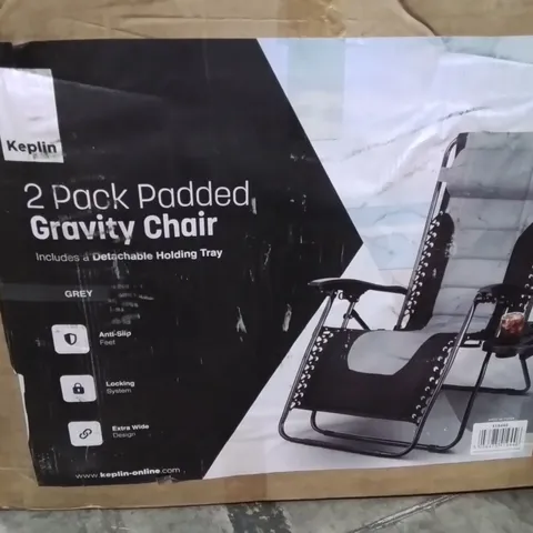 BOXED KEPLIN 2 PACK OF PADDED GRAVITY CHAIRS -GREY-