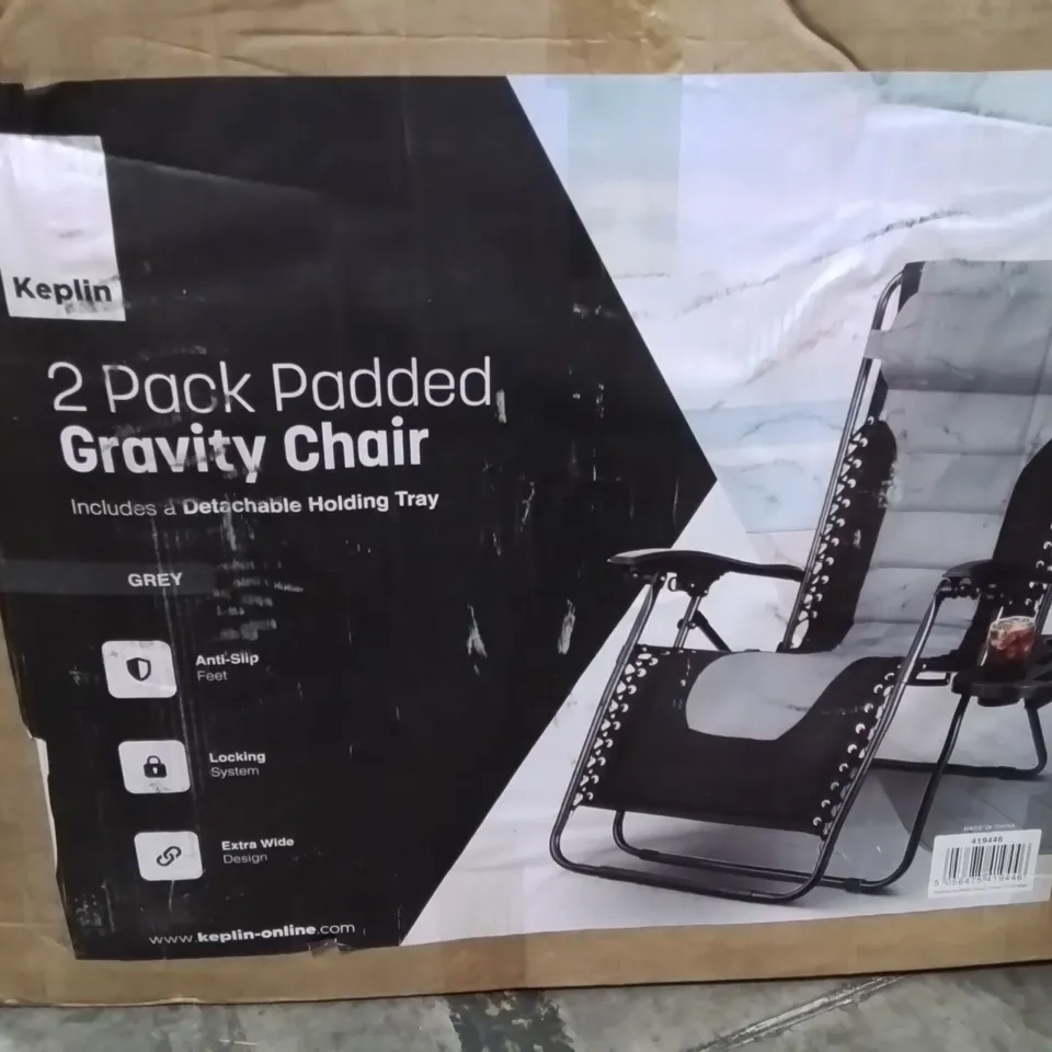 BOXED KEPLIN 2 PACK OF PADDED GRAVITY CHAIRS -GREY-
